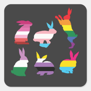 Paas Konijnen LGBTQ Pride Regenboog Konijn Cadeau Vierkante Sticker