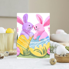 Paas Konijnen | Pastel Waterverf Feestdagenkaart