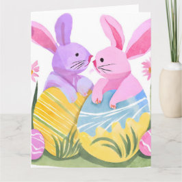 Paas Konijnen | Pastel Waterverf Kaart