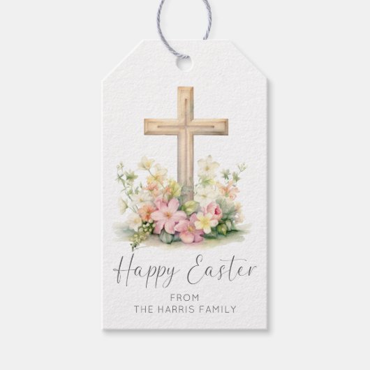 Paas Kruis Bloemstuk Cadeaulabel (Voorkant)