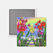 Paas Kuiken en Bloemen Magneet (Voorkant / Achterkant)