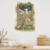 Paas Kuiken Lam Schuur Gekleurde Geschilderde Ei Poster (Keuken)
