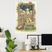 Paas Kuiken Lam Schuur Gekleurde Geschilderde Ei Poster (Thuiskantoor)