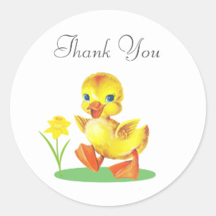 Paas Kuiken met Bloem Dank Je Ronde Sticker
