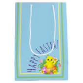 Paas Kuiken Met Bloemen Medium Cadeauzakje (Achterkant)