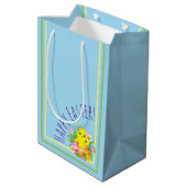 Paas Kuiken Met Bloemen Medium Cadeauzakje (Achterkant Gekanteld)