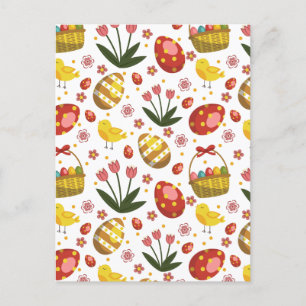 Paas Kuikens Bloemen Eieren Feest Feestdagenkaart