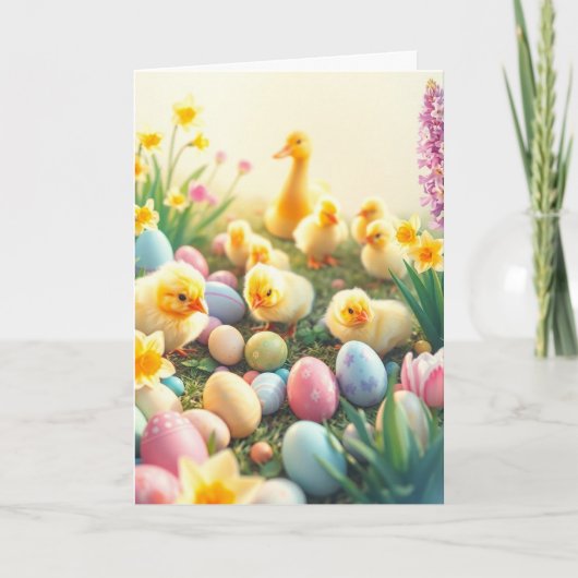 Paas Kuikens en Eenden Feestdagen Kaart (Voorkant)