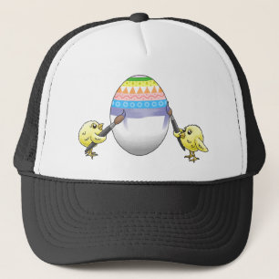 Paas kuikens schilderen de paaseieren trucker pet