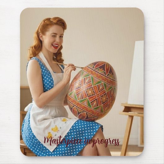 Paas Kunst Studio Vintage Retro Muismat (Voorkant)