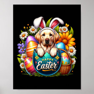 Paas Labrador Puppy Bloemrijk Paas Kleurrijke Eier Poster