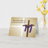 Paas Lent Kruis Paarse Doek Opstanding Dag Kaart (Gele Bloem)