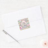 Paas Lente Bloemen Eieren Jacht Feest Oude Hout Vierkante Sticker (Envelop)