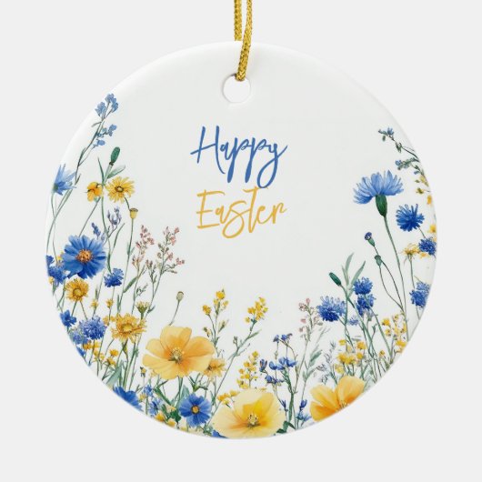 Paas lente bloemen keramisch ornament (Voorkant)