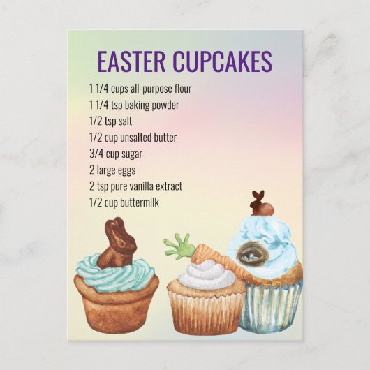 Paas lente cupcake recept   briefkaart (Voorkant)