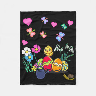 Paas lente kuikens Paasfeest Bloemen Kind Fleece Deken