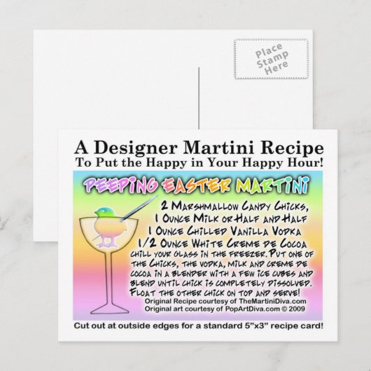 Paas Marshmallow Martini Recept Briefkaart (Voorkant / Achterkant)