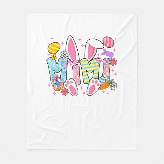 Paas Mimi Konijn Oren Coquette Strik Paashaas  Fleece Deken (Voorkant)
