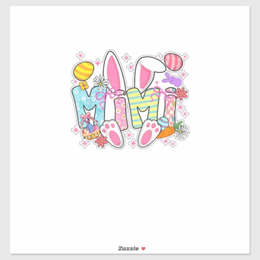 Paas Mimi Konijn Oren Coquette Strik Paashaas  Sticker (Vel)