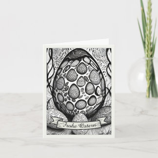Paas-motief monochroom Cartoon met paaseieren 2502 Kaart