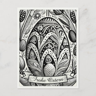 Paas motiv monochroom Cartoon met Paaseieren 52158 Feestdagenkaart
