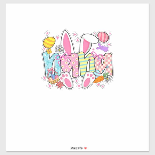 Paas Nana Konijn Oren Coquette Strik Paashaas  Sticker (Vel)