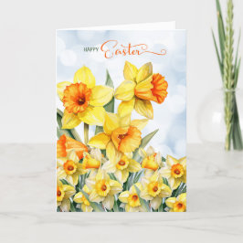 Paas narcis tuin met blauwe lucht bokeh feestdagen kaart