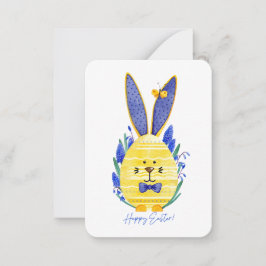 Paas Paasei Konijn & Blauwe Muscari Bloem Notitiekaartje
