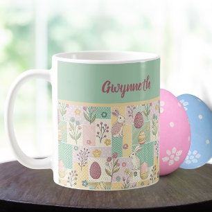 Paas patchwork pastel konijnen eieren en gingang koffiemok