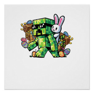 Paas Pixel Gamer Konijn Gaming Peuter Jongens Kind Perfect Poster