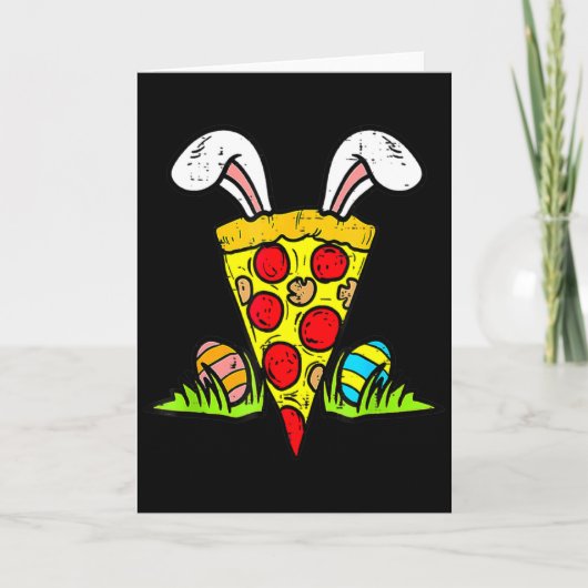 Paas Pizza Snee Bunny Oren Grappig Hapje Eten Foo Kaart (Voorkant)