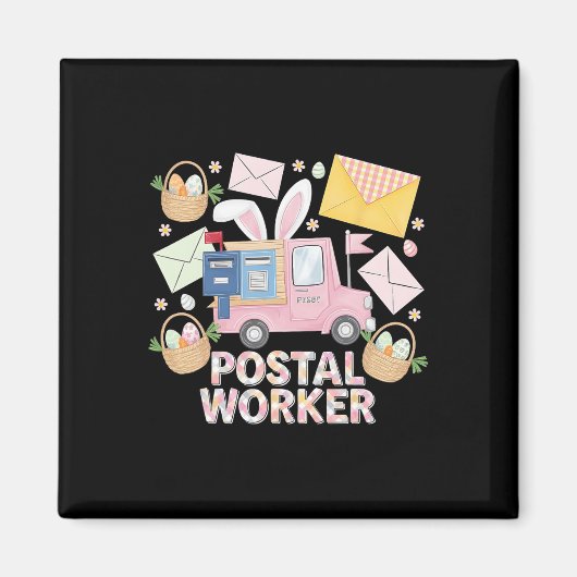Paas Postbode Konijn Postmedewerker Schattig Post Magneet (Voorkant)