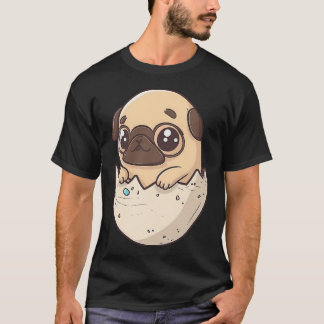 Paas-pug die uit een ei komt, kawaii chibi pupp t-shirt