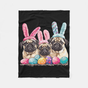 Paas Pug Hond Paas Pug Hond Konijnenoren Paasei Fleece Deken