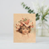 Paas Roos Bonnet Meisje Feestdagenkaart (Staand voorkant)