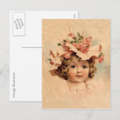  Paas Roos Bonnet Meisje Feestdagenkaart (Voorkant / Achterkant)