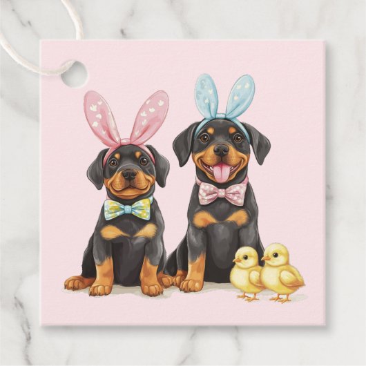 Paas Rottweiler Honden Bunny Ears Bedankjes Labels (Voorkant)