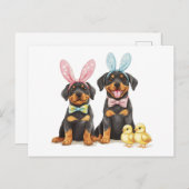 Paas Rottweiler Honden Bunny Ears Feestdagenkaart (Voorkant / Achterkant)
