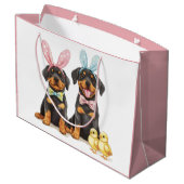 Paas Rottweiler Honden Bunny Ears Groot Cadeauzakje (Achterkant Gekanteld)