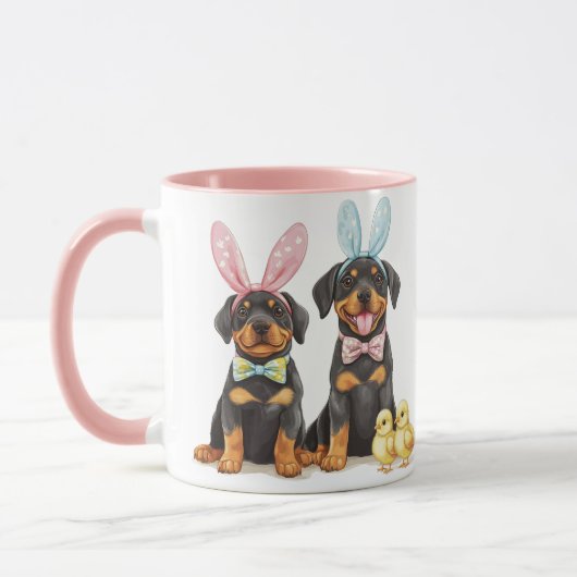 Paas Rottweiler Honden Bunny Ears Mok (Links)