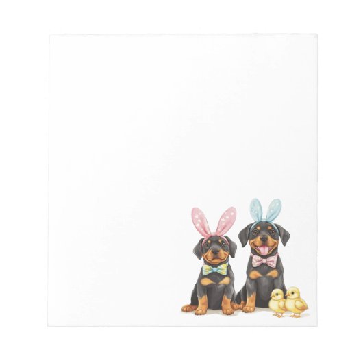 Paas Rottweiler Honden Bunny Ears Notitieblok (Voorkant)