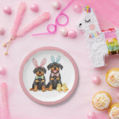 Paas Rottweiler Honden Bunny Ears Papieren Bordje (Feest)