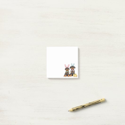 Paas Rottweiler Honden Bunny Ears Post-it® Notes (Op bureau)