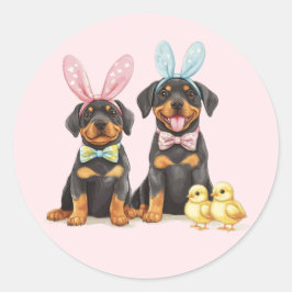 Paas Rottweiler Honden Bunny Ears Ronde Sticker