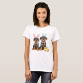 Paas Rottweiler Honden Bunny Ears T-shirt (Voorkant volledig)