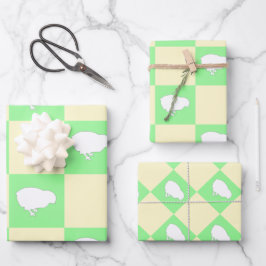 Paas schaakbordpatroon met motief van witte kuiken inpakpapier vel