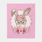 Paas Schattige Bloemen Bunny Luipaard Gift Fleece Deken (Voorkant)