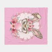 Paas Schattige Bloemen Bunny Luipaard Gift Fleece Deken (Voorkant (Horizontaal))