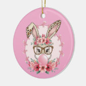 Paas Schattige Bloemen Bunny Luipaard Gift Keramisch Ornament (Links)