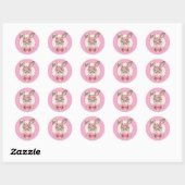 Paas Schattige Bloemen Bunny Luipaard Gift Ronde Sticker (Vel)